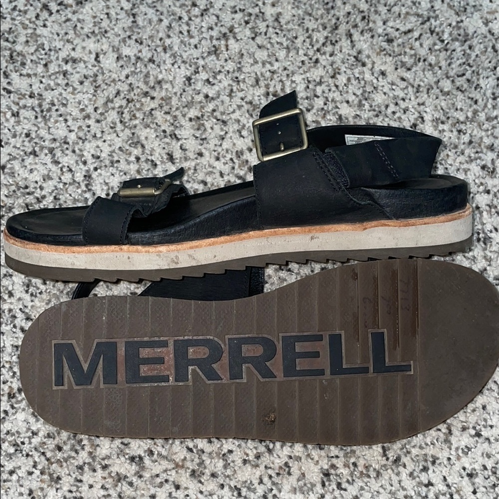Merrell Black leather Sandals with Adjustable Straps size 8